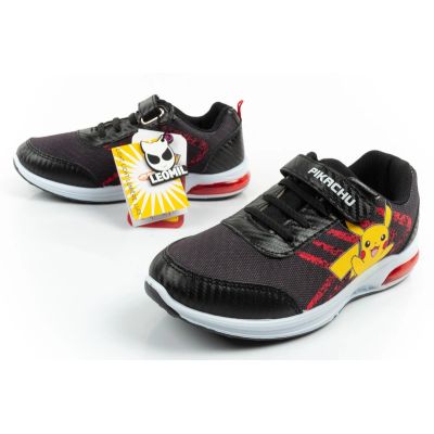 8. Leomil children's sports shoes Pokemon sneakers lightweight with velcro LED black