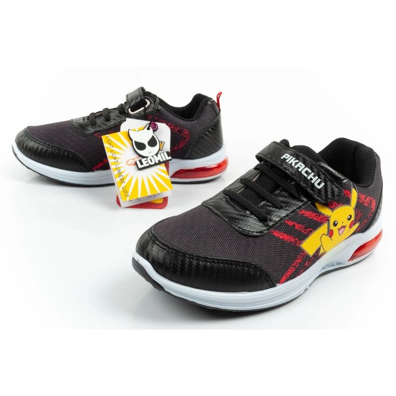 8. Leomil children's sports shoes Pokemon sneakers lightweight with velcro LED black