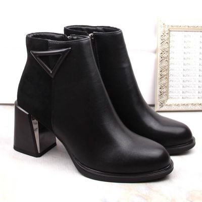 5. D&A S.Barski Premium Collection W OLI238 black insulated ankle boots with decorative heel