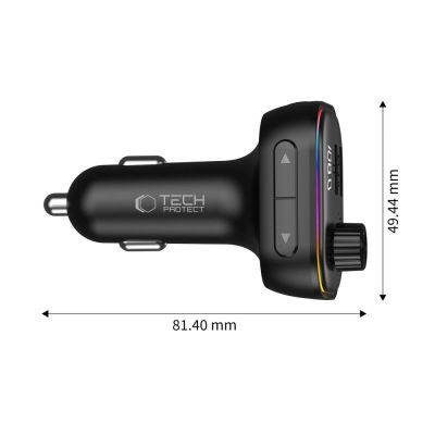 3. Tech-Protect CC07 3-Port PD 54W Car Charger + Bluetooth FM Transmitter - Black
