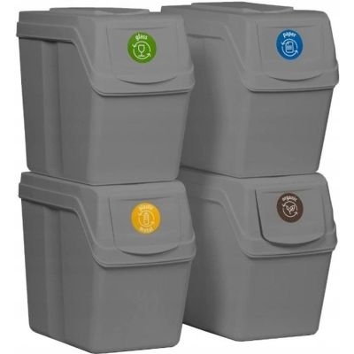 GARBAGE BINS 20 L SORTIBOX SET 4 PCS GREY STONE