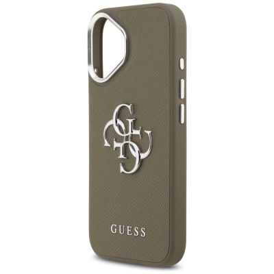 6. Guess Grained Big 4G Classic Logo iPhone 17 Case - Brown
