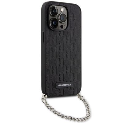3. Karl Lagerfeld KLHCP14LSACKLHPK iPhone 14 Pro 6.1" black/black hardcase Saffiano Monogram Chain