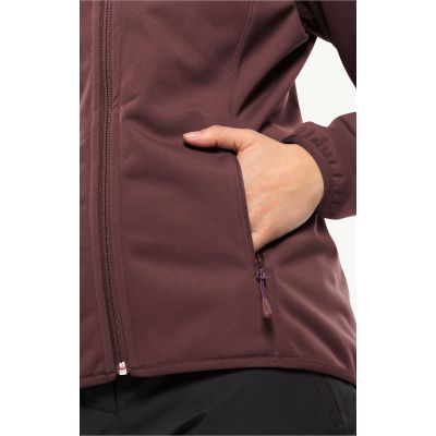 6. Jack Wolfskin Windhain Hoody W women's softshell jacket with hood, red (1307481_2866)
