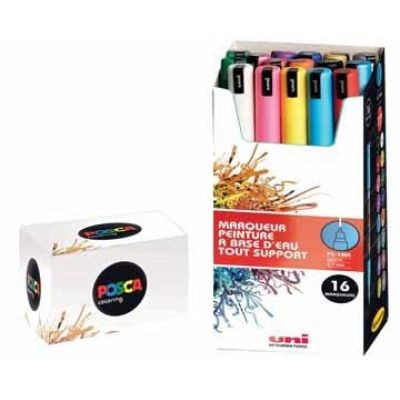 2. POSCA uni PC-1MR, 16 pcs marker 16 pcs Bullet tip Black, Blue, Gold, Green, Orange, Pink, Red, Silver, Purple, White, Yellow
