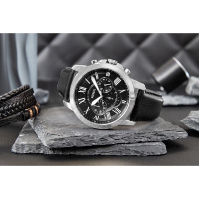 6. FOSSIL Grant Leather Men's Watch FS4812 + BOX