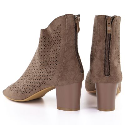 4. Women's open-toe brown ankle boots M.Daszyński MR1954-23