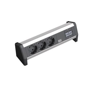 BACHMANN tabletop power strip 3 safety sockets, 2 CAT5e RJ45 female/female, Power input: GST18 - female, without power supply sold separately