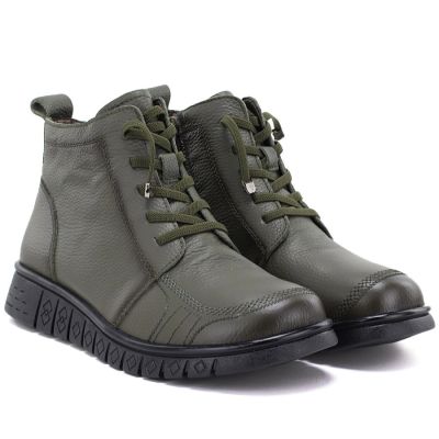 4. Comfortable Khaki Leather Ankle Boots for Women T.Sokolski OL67-1
