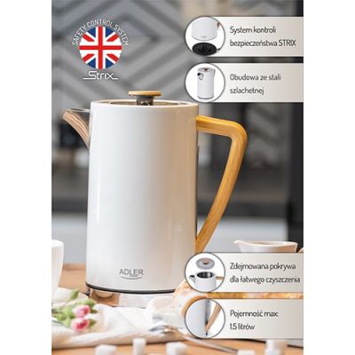 24. Electric kettle ADLER AD 1347w white