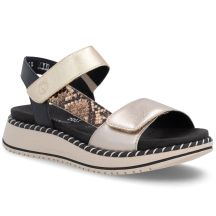 Women's metallic gold leather platform sandals Remonte by Rieker D3J50-90