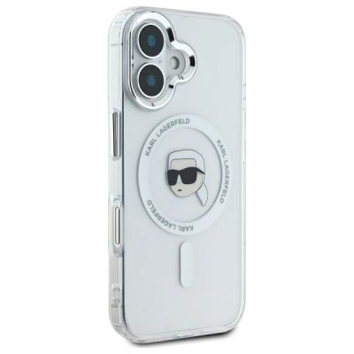 4. Karl Lagerfeld IML Metal Karl Head MagSafe iPhone 16 Case - White