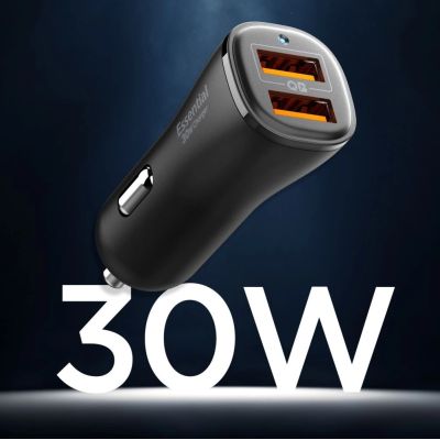 5. Spigen Essential EV302 30W 2-Port USB-A Car Charger - Black