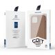 5. Dux Ducis Grit Leather Case for iPhone 14 Plus Elegant Faux Leather Cover (MagSafe Compatible) Brown
