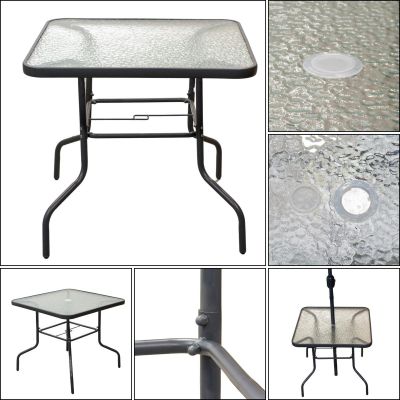 9. SYDNEY GARDEN FURNITURE SET TABLE 4 CHAIRS AND UMBRELLA GREY
