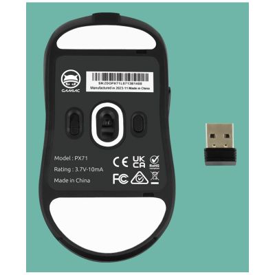 4. GAMIAC PX71 Gaming Mouse Ambidextrous RF Wireless + USB Type-A Optical 16000 DPI