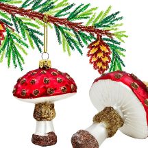 GLASS MUSHROOM BAUBLE 8.5 CM MICA