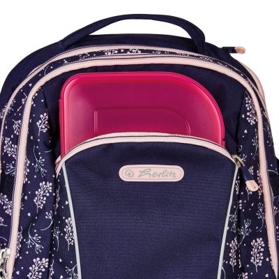 10. Herlitz Ultimate Blossom Backpack School Backpack Beige, Navy Blue (Navy) Polyester