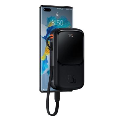 6. Baseus Qpow Digital Display powerbank with fast charging 10000mAh 22.5W QC/PD/SCP/FCP with built-in USB-C cable black