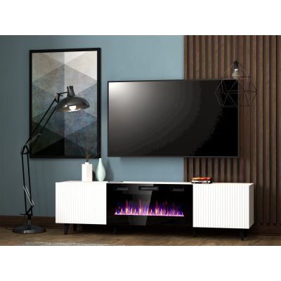 3. PAFOS EF TV cabinet with electric fireplace 180x42x49 white matt