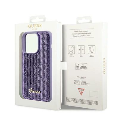 9. Guess Sequin Script Metal case for iPhone 14 Pro - purple
