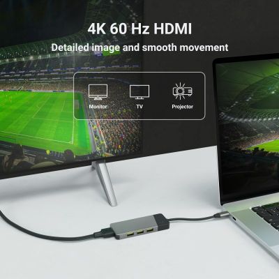 14. GREEN CELL HUB USB-C ADAPTER GC CONNECT 7IN1 (3XUSB 3.1, HDMI 4K 60HZ, USB-C PD 85W, MICROSD/SD)