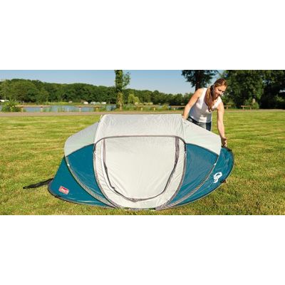 6. Coleman Galiano 4 FastPitch Pop Up Tent 4 Person Green, Gray