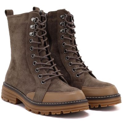 8. Women's suede worker boots brown M.Daszyński SA259-4