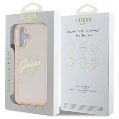 8. Guess IML Heart Case for iPhone 16 - Pink