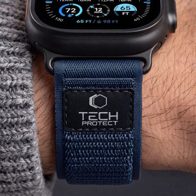 8. Tech-Protect Nylon Elite Band for Apple Watch 44 / 45 / 46 / 49 mm – Navy-Orange
