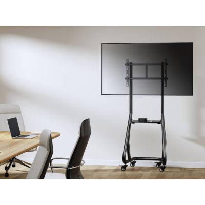 9. Flat Screen/Video Conferencing Cart - Extra Strong - Lockable - Plastic, Stainless Steel, Aluminum - Screen Size: 94-203 cm (37"-80")