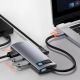 15. Baseus Metal Gleam 6-in-1 USB-C - USB-C PD 100W HUB 1x HDMI 4K 30Hz 3x USB-A 3.2 1x RJ45 - gray