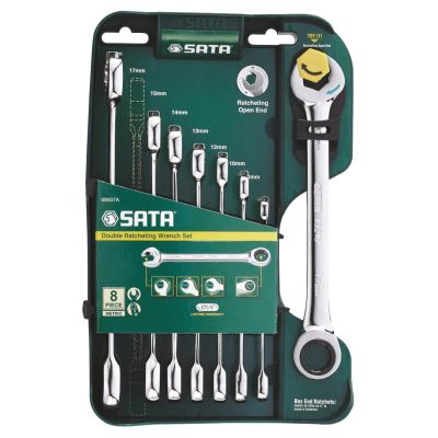 COMBINATION SPANNER 8 pcs. WITH DOUBLE RATCHET