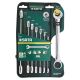 COMBINATION SPANNER 8 pcs. WITH DOUBLE RATCHET