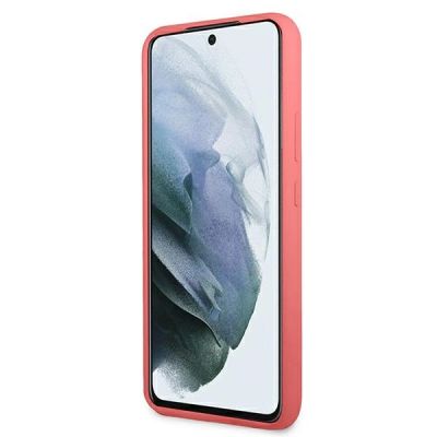 5. Guess GUHCS22MLSLMGFU S22+ S906 fuchsia/fuchsia hardcase Silicone Script Metal Logo