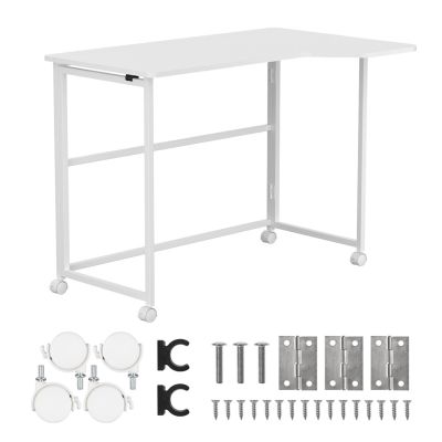 9. MACLEAN FOLDING DESK TABLE WITH WHEELS MACLEAN FOLDING DESK TABLE, WHITE, MOBILE, 100X65CM, MAX. 50KG, ANGLED, SHAPE
