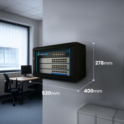 11. Extralink LITE 4U 530X400 WALL-MOUNTED RACKMOUNT CABINET BLACK Freestanding/Wall/Floor Rack Black