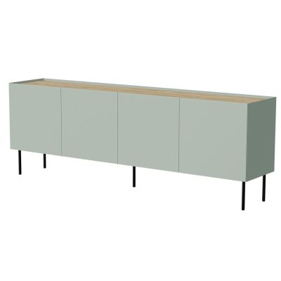 FELLINI chest of drawers 200x40x70 olive + oiled oak top