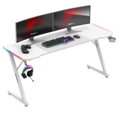 6. Huzaro Hero 4.8 White RGB Gaming Desk