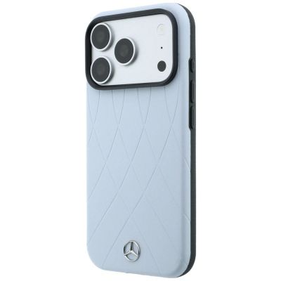 2. Mercedes Leather with Crossed Lines Anthracite MagSafe Case for iPhone 18 Pro Max / 17 Pro Max – Blue