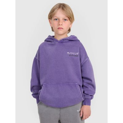 Boy's sweatshirt with hood, open, 4F 4FJRAW25TSWSM2344-51S