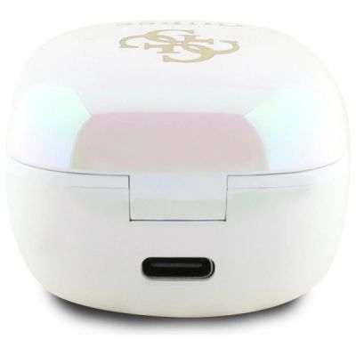 5. Guess Bluetooth headphones GUTWSJ144ESH TWS + docking station white/white Iridescent 4G Printed Logo