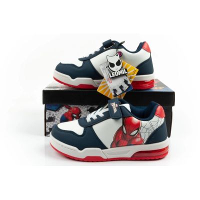10. Leomil children's sports shoes Spiderman sneakers lightweight with velcro LED white