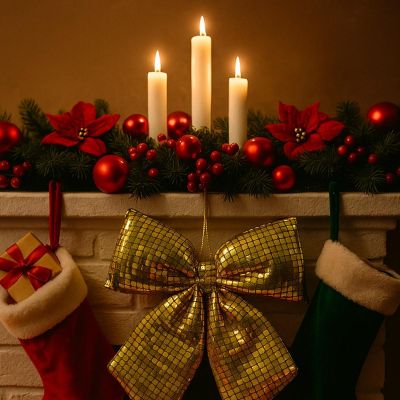 5. GOLD DECORATIVE BOW 30x34CM MICA