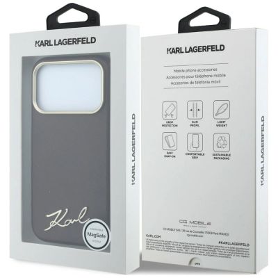 8. Karl Lagerfeld Saffiano Small Script Metal Logo MagSafe Case for iPhone 17 Pro Max / 18 Pro Max - Burgundy