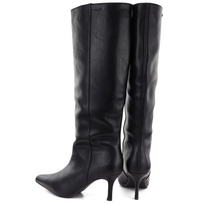 5. Women's leather boots with a high heel, insulated, black Big Star UU274497