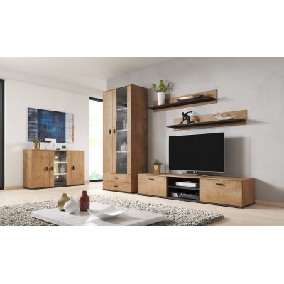 6. Shelf 125cm (2 pcs) SOHO lefkas oak + black