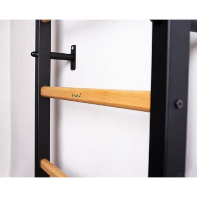 15. WOODEN AND METAL GYMNASTIC WALL BAR WITH BENCHK 221B
