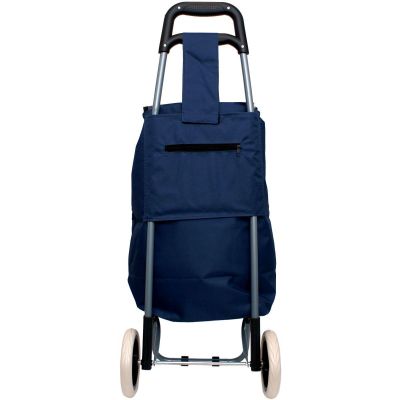 14. TROLLEY SHOPPING BAG ON WHEELS WITH FRAME 31L BLUE WHITE