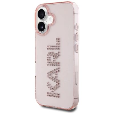 2. Karl Lagerfeld IML Rhinestones Logo iPhone 16 Case - Pink
